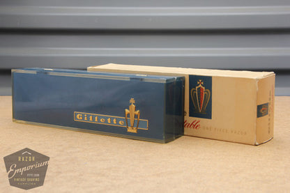 Gillette 1958 Gold Toggle Adjustable DE Safety Razor Set w/ Case & Instructions - D1 - NOS