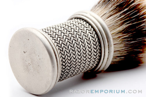 Vintage 925 Satin Nickel Shaving Brush Silvertip Badger