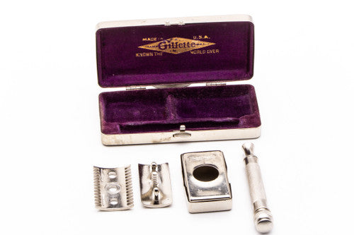 1920 Gillette Pocket Edition | Old Type Ball End Tech Double Edge Razor Set