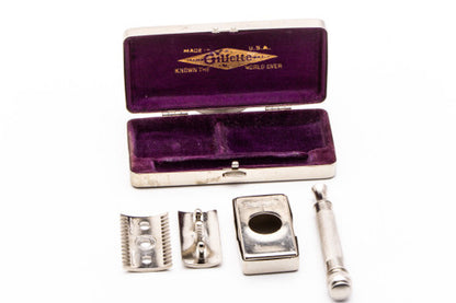 1920 Gillette Pocket Edition | Old Type Ball End Tech Double Edge Razor Set