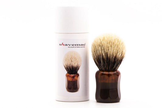Shavemac |  Silvertip 2-Band Badger Shave Brush With Tortiose Tuft Handle