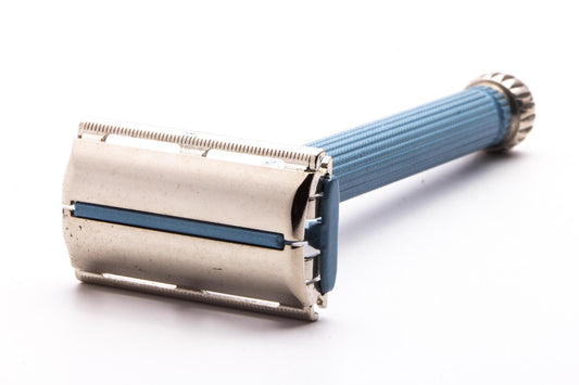 1962 H4 Gillette Lady Blue Star With Custom Blue T-Bar Double Edge Razor  | Original Condition