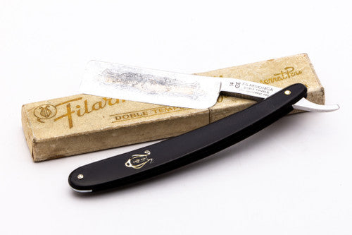 7/8" Filarmonica Doble Temple #14 Straight Razor w/ Coffin & Black Scales| Spain