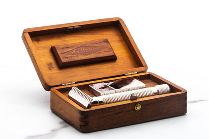 1920  Gillette Big Fellow Double Edge Safety Razor Set With Original Box | Rhodium Revamp