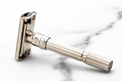 1966 L1 Gillette Slim Adjustable TTo Double Edge Safety Razor | Factory Nickel Revamp