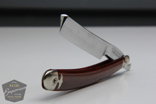 9/16" Sheffield Razor Co. Straight Razor w/ Red Faux Wood Design Scales | Near Wedge