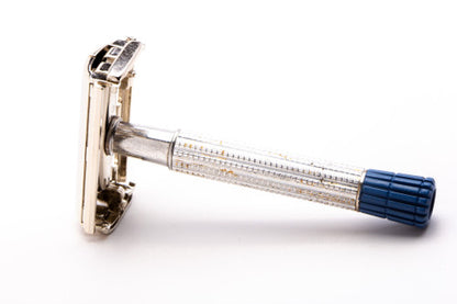 1957 C1 Gillette Blue Tip Light DE Super Speed Razor | Nickel Revamp