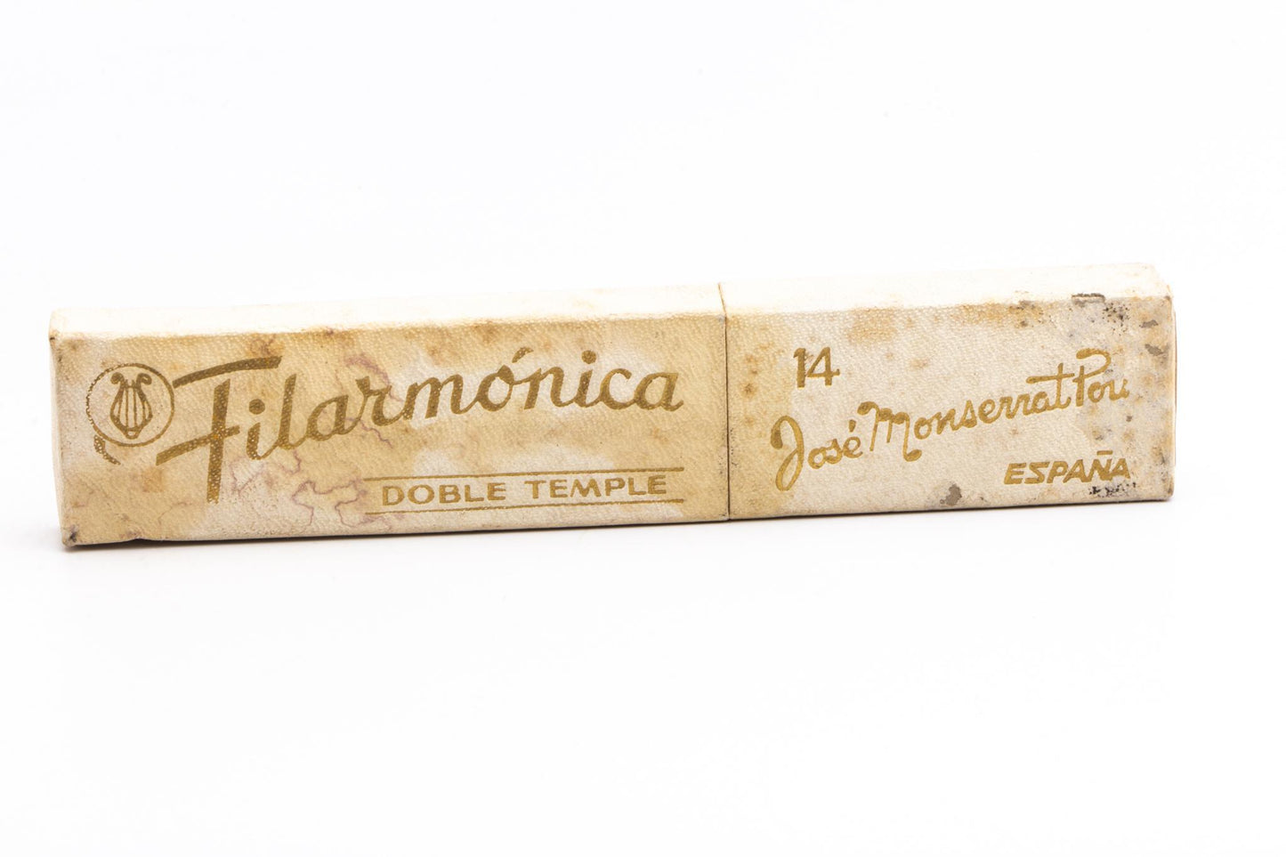7/8" Filarmonica "Doble Temple" #14 Cream/Blue Straight Razor w/ Coffin | Spain