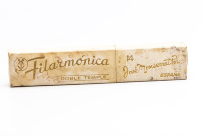 7/8" Filarmonica "Doble Temple" #14 Cream/Blue Straight Razor w/ Coffin | Spain