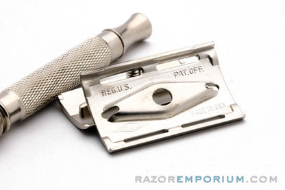 1947-51 Gillette Tech and Ball End Replica Handle DE Safety Razor | Factory Nickel Revamp