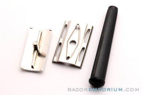 1940's Gillette Post WWII Bakelite Handle Etched Logo Tech DE Safety Razor