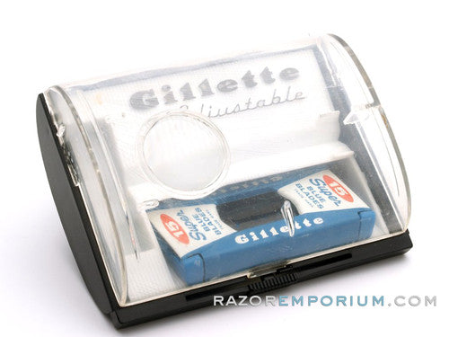 1950's Gillette Fatboy Adjustable Original Black Case w\ Blade Bank