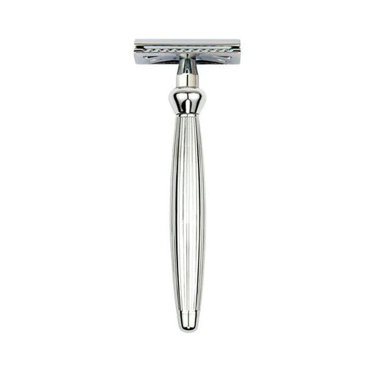 Edwin Jagger Bulbous Lined DE Safety Razor & Feather Blades (Closed Comb)