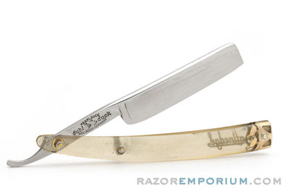 5/8" Dubl Duck Pearlduck Satinedge Straight Razor w/ Original Gold Inlay Celluloid Scales | Solingen, Germany