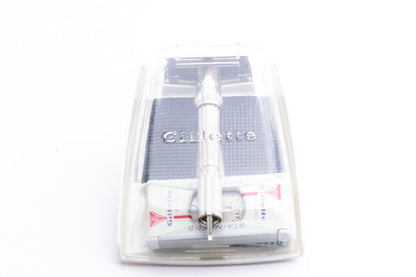 1962 Gillette Slim Adjustable H2 Double Edge Safety Razor Set