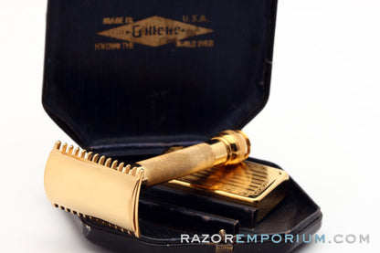 1920's Gillette "Copley Set" - Old Type DE Safety Razor + Bank * 24K Gold