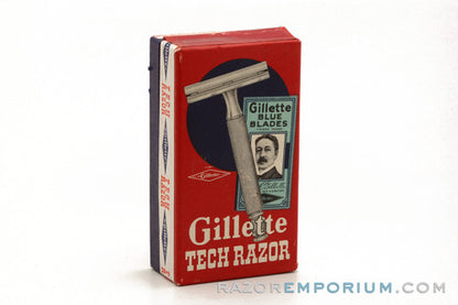 1930's Gillette Ball End Gold Tech Razor in Red Box