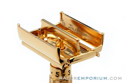 1961 Gillette $1.95 Fatboy Adjustable Safety Razor 24K Gold Revamp