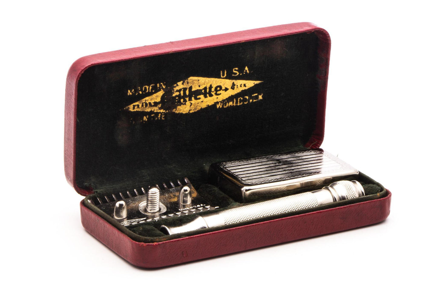 1920 Gillette Ball End Old Type Double Edge Safety Razor Set | Original Condition