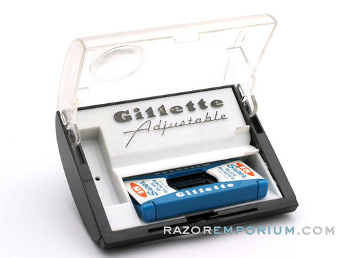 1950's Gillette Fatboy Adjustable Original Black Case w\ Blade Bank