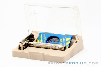 1956 B3 Gillette Regular Flare Tip DE Super Speed Set w/ Case & Blade Bank