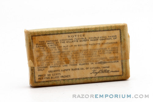 Gillette Old Type Double Edge DE (5) - New Old Stock (NOS) Razor Blades - Made in Canada