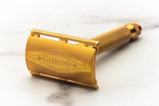 1953 Y4 Gillette Gold Ball End Tech Razor w/ Electro Etched Logo Cap | Original Condition