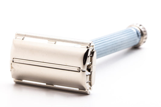 1969 O1 Lady Gillette Blue Star DE Safety Razor | Factory Nickel Revamp