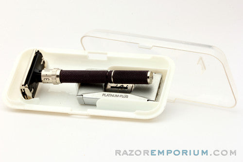 1981 B4 Gillette Super Adjustable "Black Beauty" DE Safety Razor Set