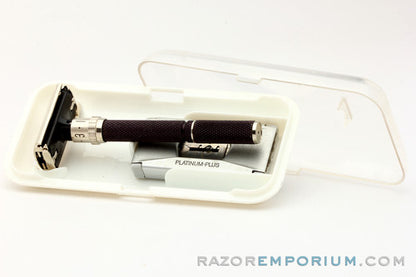 1981 B4 Gillette Super Adjustable "Black Beauty" DE Safety Razor Set