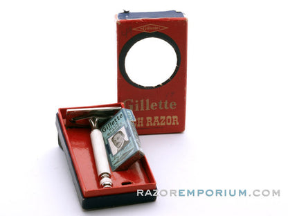 1940's Gillette Ball End Tech Razor in Red Box | New Old Stock