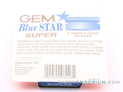 Gem Blue Star Single Edge Blades (5) - New Old Stock (NOS) Razor Blades