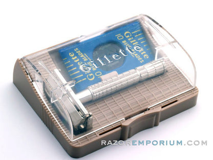 1954 Z2 Gillette Flare Tip Super Speed Safety Razor Set w/ Blade Bank & Case