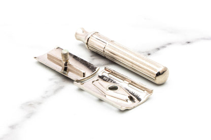1947-51 Gillette Fat Handle Tech Thee Piece Double Edge Safety Razor Set | Original Condition