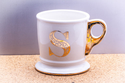 "S" Gold Etching Shaving Mug