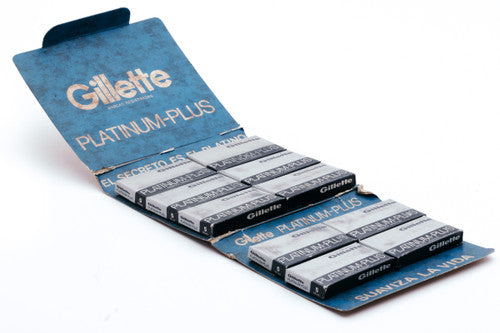 NOS 100 Gillette Platinum Plus - Made in Argentina - Double Edge Razor Blades