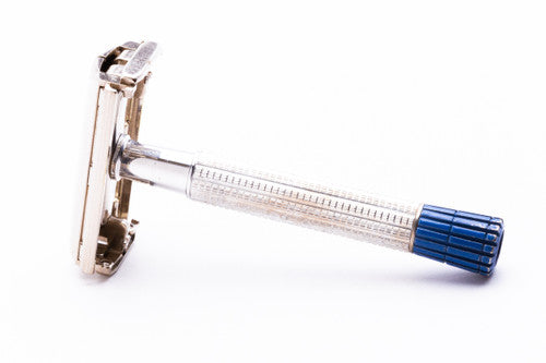 1959 Gillette Blue Tip Light Super Speed DE Safety Razor B1
