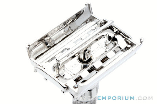 1958 Gillette RED DOT Fatboy $1.95 Adjustable DE Safety Razor Rhodium Revamp