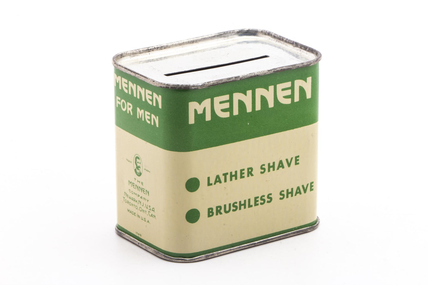 Mennen For Men | Antique Tin Blade Bank