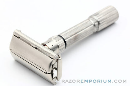 1959 Gillette Fatboy Adjustable Double Edge Safety Razor E2 Satin Nickel Revamp