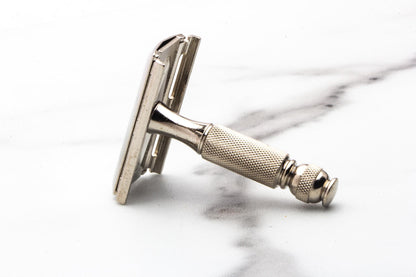 1965 K4 Gillette Ball End Travel Double Edge Safety Razor Set With Gold Travel Case | Original Condition