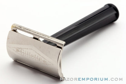 1940's Gillette Post WWII Bakelite Handle Etched Logo Tech DE Safety Razor