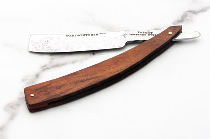 6/8" Vintage Restored Wade & Butcher Wedge Ground Straight Razor with Rose Wood Scales & Red Wedge Accent