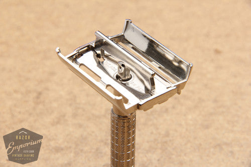 Gillette 1958 Flair Tip Super Speed Safety Razor D4 * Nickel REVAMPED