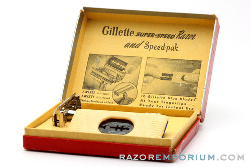 1940's Gillette Super Speed One Piece Double Edge Razor in Case
