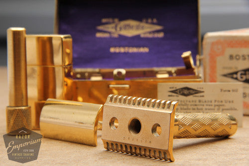 Gillette 1922 Gold NEW Bostonian DE Safety Razor Set in Orig. Box