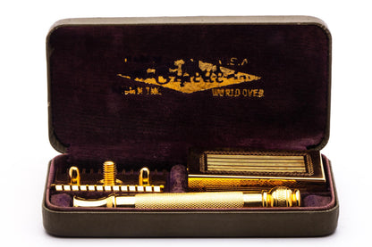 Gillette WW1 Razor With Replica Ball End Handle Set | 24k Gold Revamp