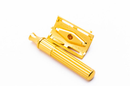 1947-51 Gillette Gold Fat Handle Tech Razor Set | 24k Gold Revamp