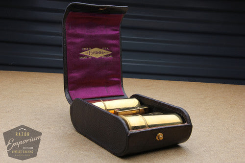 Gillette 1920 Gold Single Ring Old Type Travel Combination Set
