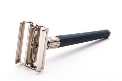 1993 N2 Gillette Slim Twist Knack Blue Handle Double Edge Safety Razor Set | Original Condition
